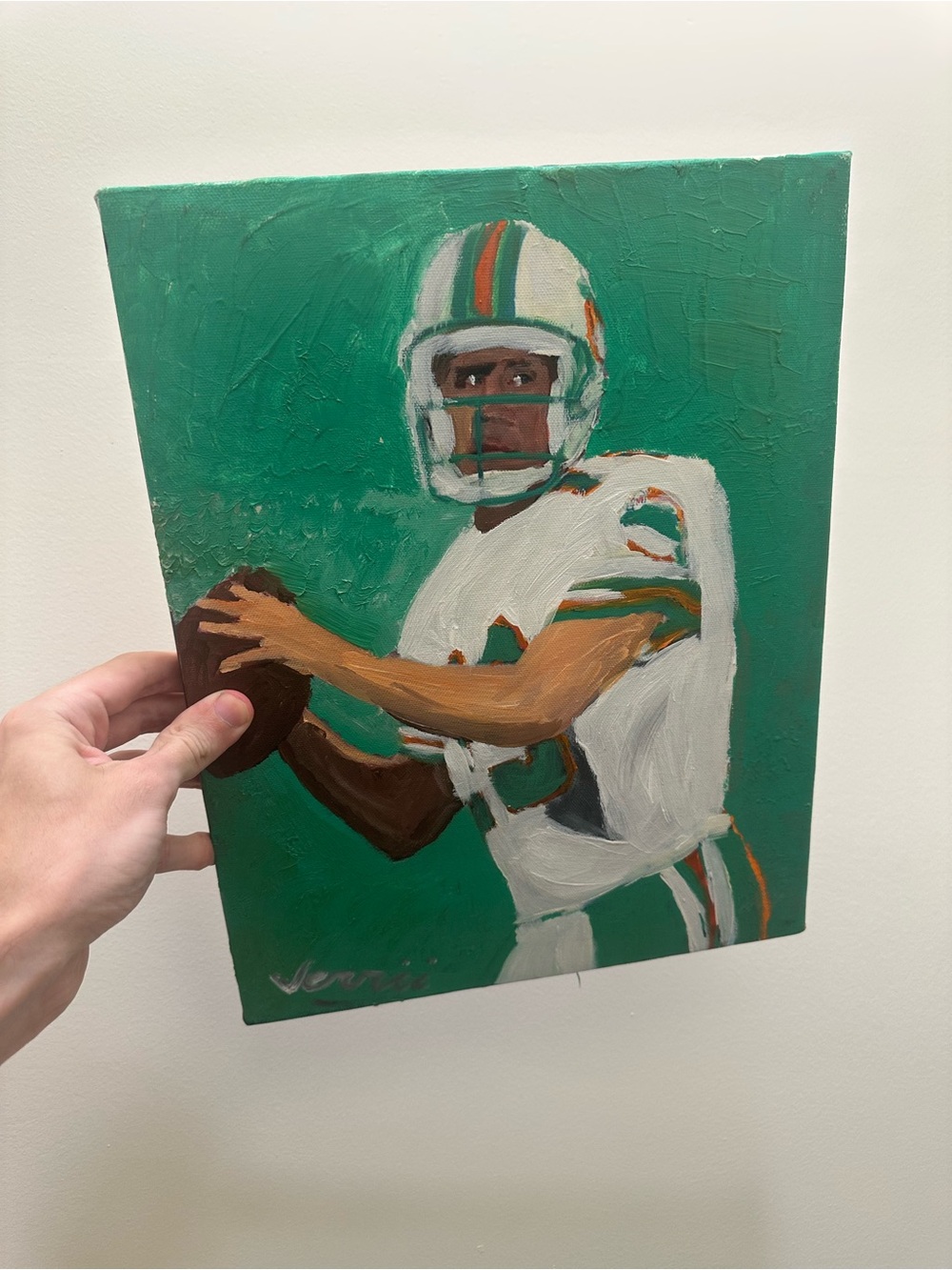 Dan Marino Miami painting Football Player Canvas Art 11x14 1/1